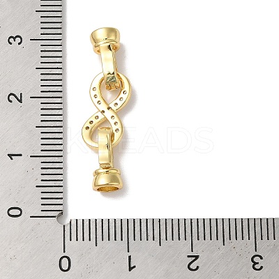 Rack Plating Brass Micro Pave Clear Cubic Zirconia Fold Over Clasps KK-A222-12G-1