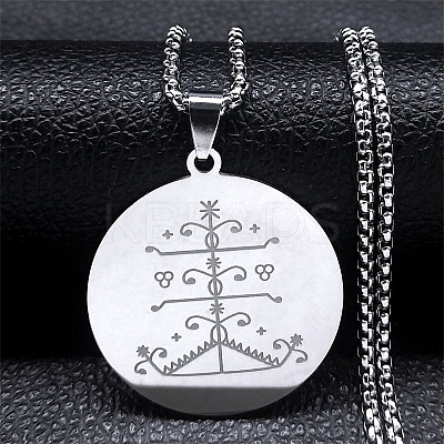 201 Stainless Steel Engraved Ogou Feray Veve Pendant Necklaces LS-NJEW-H065-02P-1