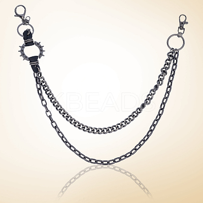 1Pc Alloy Double Layer Chain Belts for Pants AJEW-GF0011-93B-1