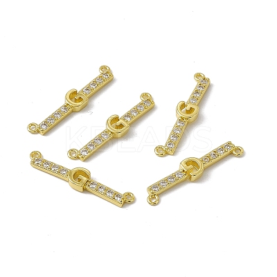 Rack Plating Brass Micro Pave Clear Cubic Zirconia Connector Charms KK-C007-37G-G-1