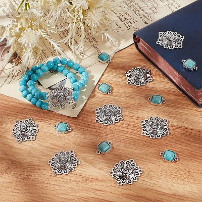 20Pcs Tibetan Style Alloy Flower Multi-Strand Links FIND-SC0003-65-1