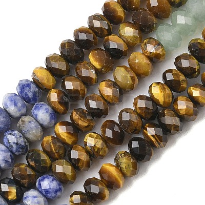 7 Styles Natural Amethyst & Sodalite & Red Jasper & Tiger Eye & Lapis Lazuli & Green Aventurine & Topaz Jade Chakra Beads Strands G-A280-B02-01-1