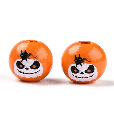 Halloween Theme Wood European Beads WOOD-N016-04B-1