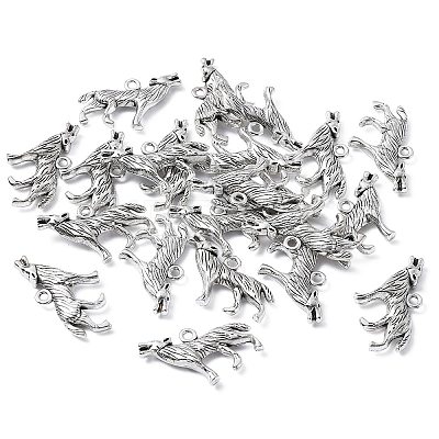 Tibetan Style Alloy Howling Wolf Pendants LF1753Y-NF-1