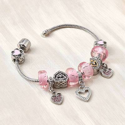 Alloy Enamel European Beads Charm Bracelets BJEW-F495-14P-1
