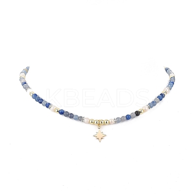 Brass Star Charm Bracelet & Necklace SJEW-JS01268-1