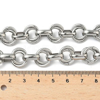 304 Stainless Steel Double Ring Link Chain Necklaces NJEW-S453-02G-A-1