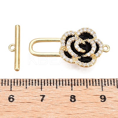 Brass Micro Pave Clear Cubic Zirconia Toggle Clasps KK-N254-143G-B-1