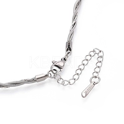 2.5MM 304 Stainless Steel Twisted Round Snake Chain & Boston Link Chain Necklaces NJEW-N058-15P-1