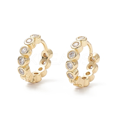 Cubic Zirconia Flat Round Hoop Earrings X-EJEW-B014-12G-1