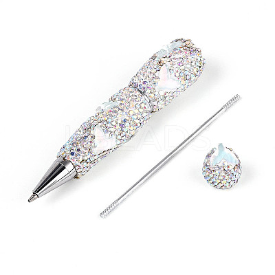 Fishtail Resin & Polymer Clay Pave Rhinestone Ball-Point Pen AJEW-T013-05J-1