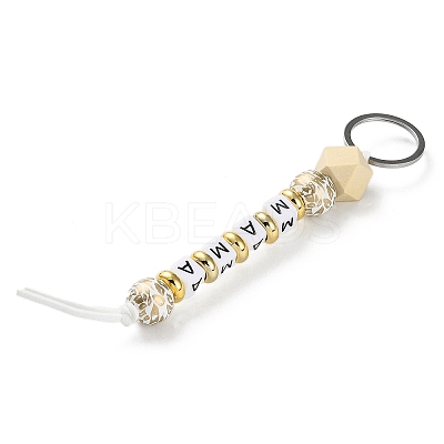 Mother's Day Wood and Plastic Beads Keychain Decorationes LS-KEYC-B016-01-1