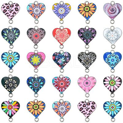 42Pcs 21 Styles Alloy Enamel Connector Charms ENAM-CJ0004-42-1