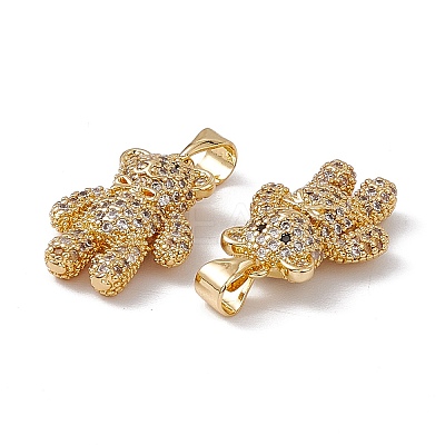 Brass Micro Pave Cubic Zirconia Pendants KK-B061-15G-1