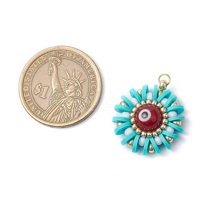 Handmade Polymer Clay and Evil Eye Lampwork and Glass Round Pendants PALLOY-MZ00638-02-1