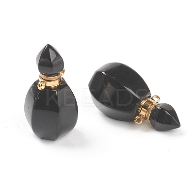 Faceted Natural Black Agate Pendants G-H252-B02-1
