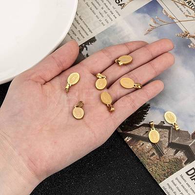 Ion Plating(IP) Oval with Virgin Mary & Word 304 Stainless Steel Charms LS-STAS-I036-12-1