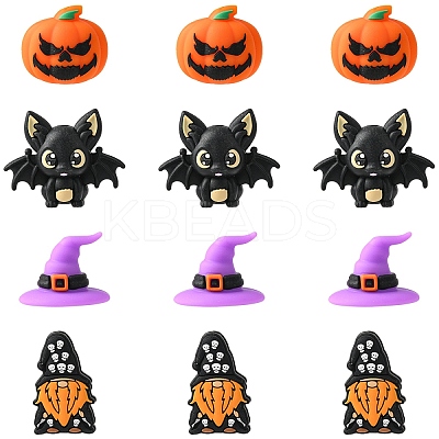 8Pcs 4 Styles Halloween Food Grade Silicone Focal Beads SIL-YW0002-17-1