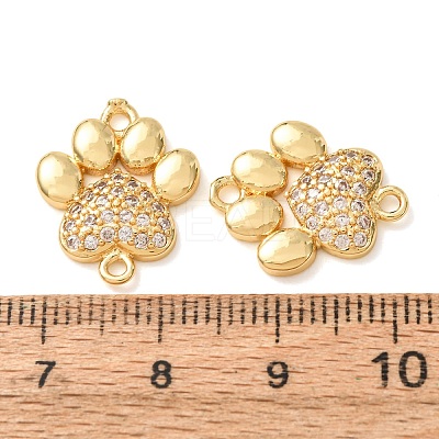 Brass Micro Pave Clear Cubic Zirconia Paw Print Links Connector Charms CU-CBA2907-09G-1