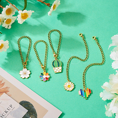 5Pcs 5 Styles Alloy Enamel Wine Glass Charms HJEW-TA0001-15-1