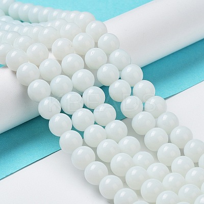 Opaque Solid Color Glass Round Beads Strands GLAA-F032-8mm-01-1