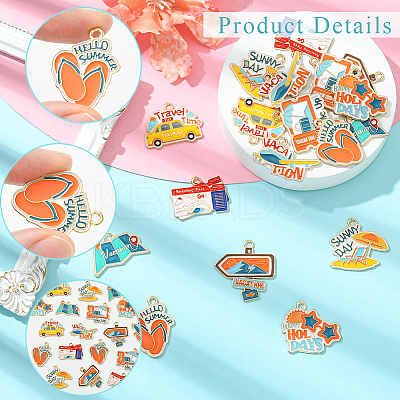 18Pcs 9 Styles Tourism Theme Alloy Enamel Pendants FIND-SC0019-21-1