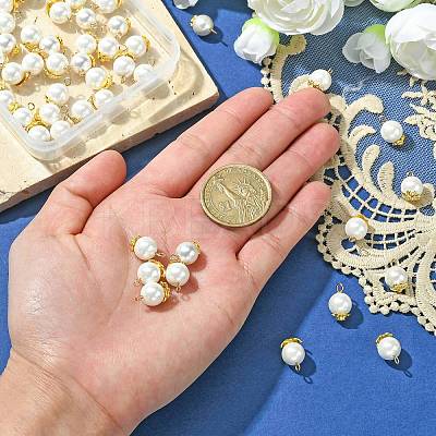 50Pcs 5 Styles Grade A Rainbow Plated Shell Pearl Round Charms FIND-CJ0001-48-1