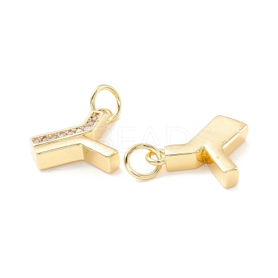 Rack Plating Eco-friendly Brass Micro Pave Clear Cubic Zirconia Charms KK-D072-01G-Y-NR-1
