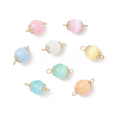 Dyed Natural Selenite Round Connector Charms PALLOY-JF04271-1