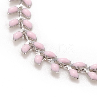 Enamel Wheat Link Chain Necklace NJEW-P220-02P-03-1
