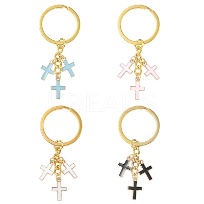 Alloy Enamel Cross Keychains KEYC-YW00212-01-1