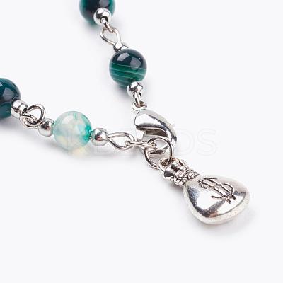 Natural Striped Agate/Banded Agate Anklets AJEW-AN00214-1