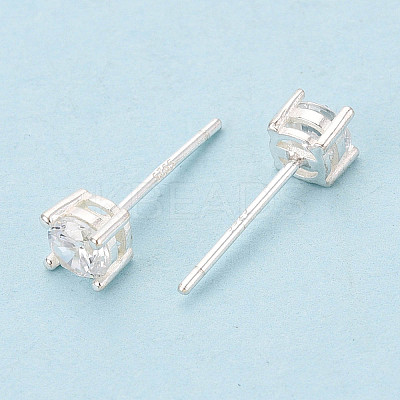 925 Sterling Silver & Clear Cubic Zirconia Stud Earrings STER-T008-70S-01-1