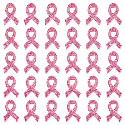 30Pcs Breast Cancer Awareness Ribbon Rhinestone Appliques PATC-FG0001-48-1