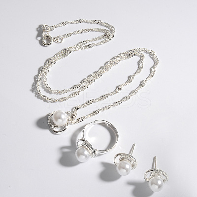 Oval Alloy Pendant Necklaces & Stud Earrings & Ring Sets for Women WG7FFA6-01-1