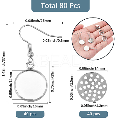 40Pcs 304 Stainless Steel Earring Hooks DIY-SC0033-77B-1