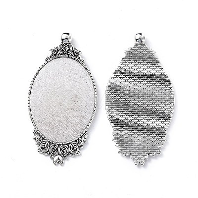 Tibetan Style Alloy Pendant Cabochon Settings X-TIBEP-N003-28AS-1