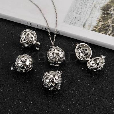 Brass Rhinestone Hollow Round with Heart Cage Pendants KK-E662-13P-NR-1
