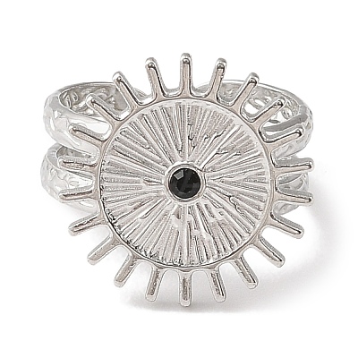 304 Stainless Steel Open Cuff Ring for Women RJEW-F166-05P-02-1