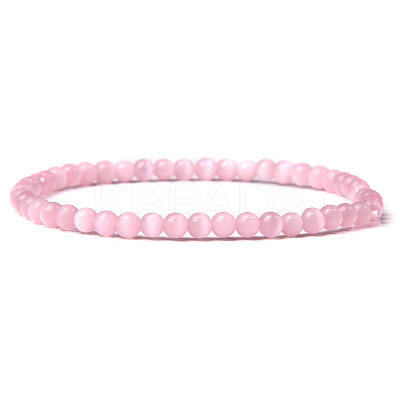 4mm Round Cat Eye Beads Bracelet for Men KG3069-7-1