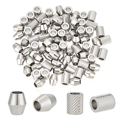 80Pcs 2 Style 201 Stainless Steel European Beads STAS-UN0048-16-1