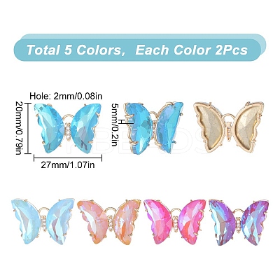 10Pcs 5 Colors Electroplate K9 Glass Pendants GLAA-SC0001-75-1