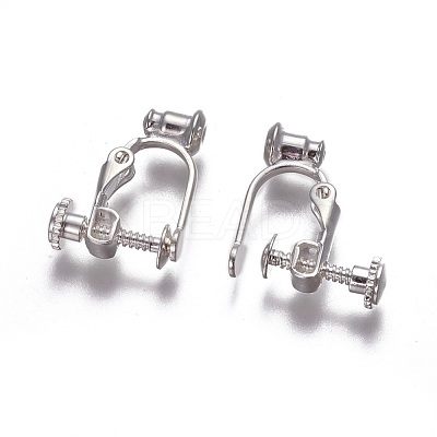 Brass Screw Clip-on Earring Converters Findings KK-F785-04S-1