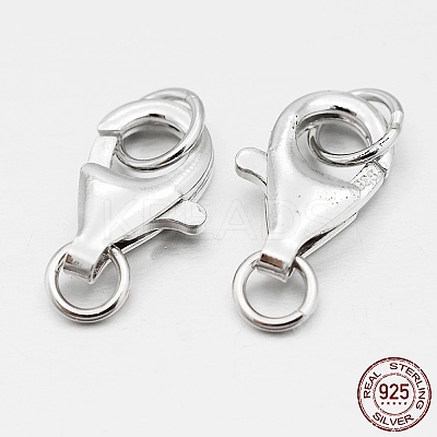 Anti-Tarnish Rhodium Plated 925 Sterling Silver Lobster Claw Clasps STER-O015-E-04-1
