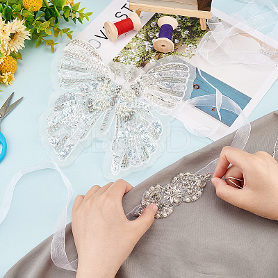 Butterfly Sequin/Paillette Embroidery Lace Applqiues DIY-FG0004-31-1
