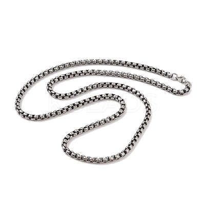 304 Stainless Steel Box Chain Necklaces NJEW-K378-17B-AS-1
