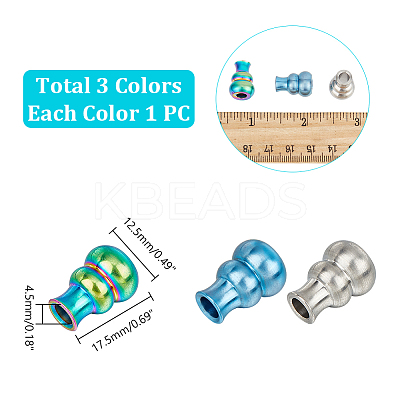3Pcs 3 Colors Outdoor EDC Tool Titanium Alloy Parachute Rope European Beads FIND-NB0004-97B-1