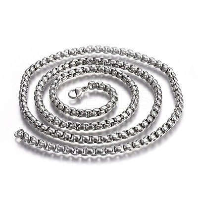 Non-Tarnish 304 Stainless Steel Box Chain Necklaces LS-NJEW-O110-05J-P-1