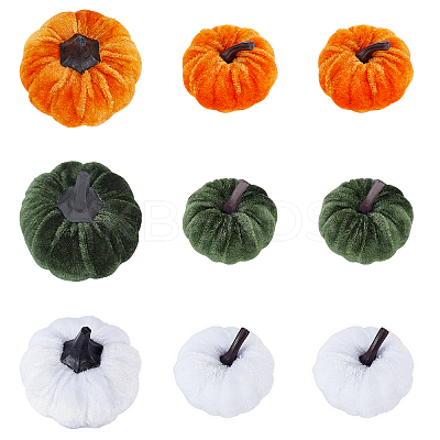 9Pcs 6 Styles Flannel Simulation Plastic Foam Artificial Pumpkin Thanksgiving Party Decorations AJEW-CA0001-92-1