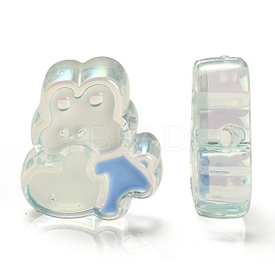 UV Plating Rainbow Iridescent Acrylic Enamel Beads OACR-G012-07B-1